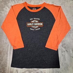 Harley-Davidson 105th Anniversary Embroidered Raglan Tee Women’s M USA